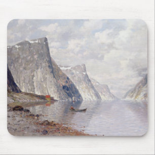 Mousepad Barco em um fiorde norueguês (óleo em canvas)