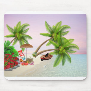 Mousepad Barco Picnic Praia Bush Palm Trees Praia