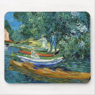 Mousepad Barcos de enfileiramento de Van Gogh nos bancos do