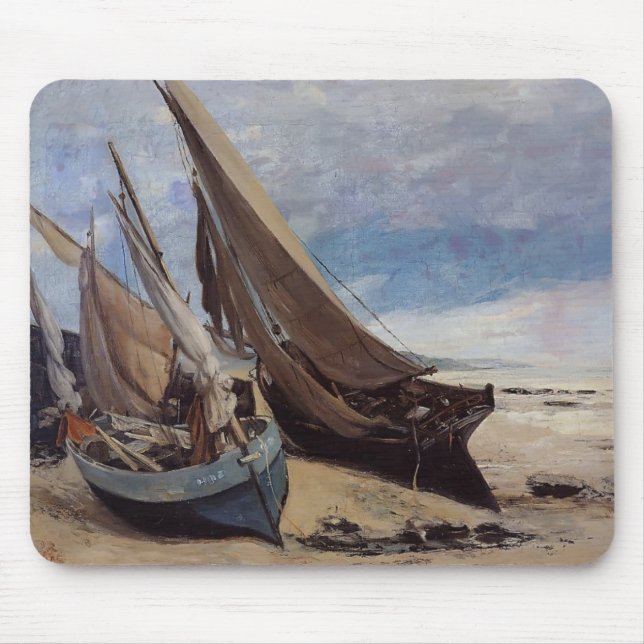 Mousepad Barcos de pesca de Gustave Courbet- na praia de (Frente)