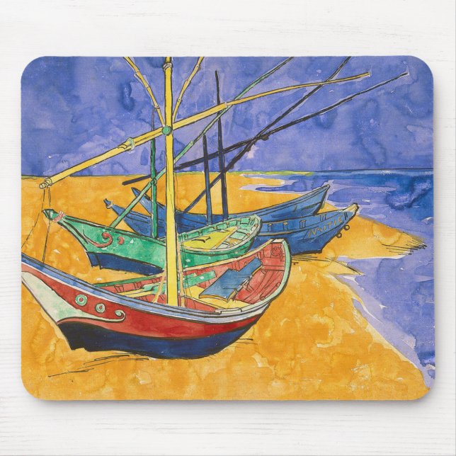 Mousepad Barcos de Van Gogh Impressionismo Praia (Frente)