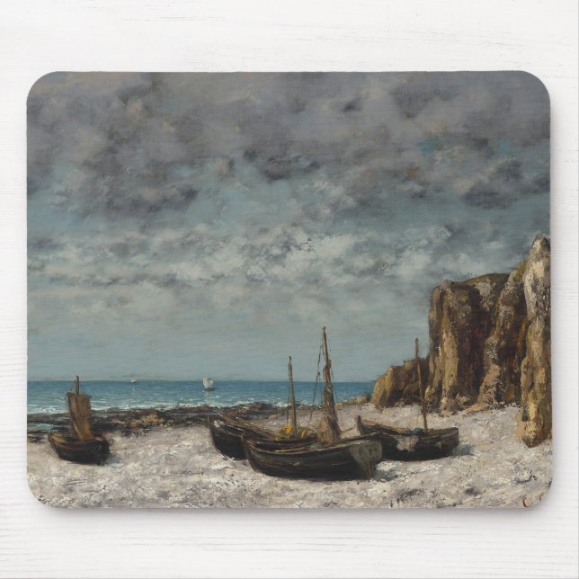Mousepad Barcos em praia, Etretat - Gustave Courbet (Frente)