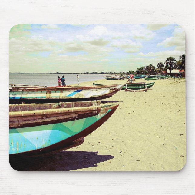 Mousepad Barcos em praia tropical (Frente)