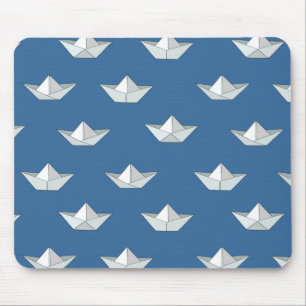 Mousepad Barcos Origami No Padrão De Água