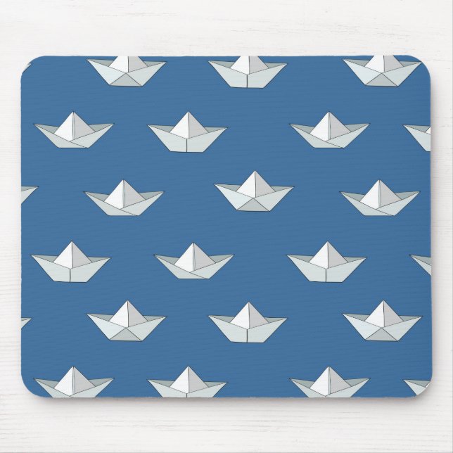 Mousepad Barcos Origami No Padrão De Água (Frente)