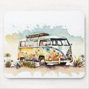 Mousepad Barramento Hippie Floral Retroativo
