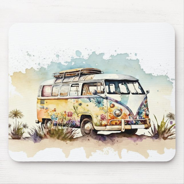 Mousepad Barramento Hippie Floral Retroativo (Frente)