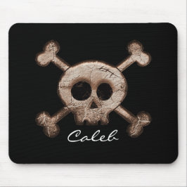 Mousepad Base de Mouse de Computador Preta Caveira e Ossos