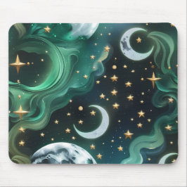 Mousepad Base de Mouse - Lua Celestial Verde Esmeralda