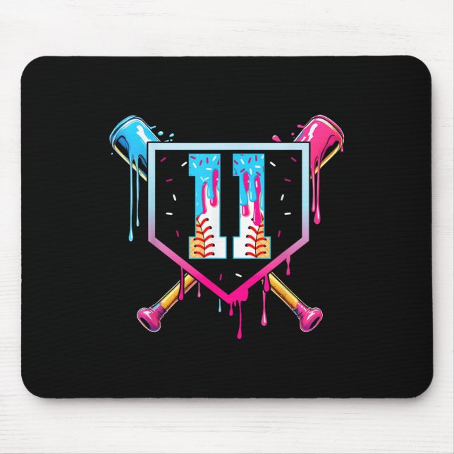 Mousepad Baseball 11 Year Old Ice Cream Drip 11th Birthday  (Frente)