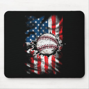 Mousepad Baseball 4 De Julho Homens De Bandeiras Americanas
