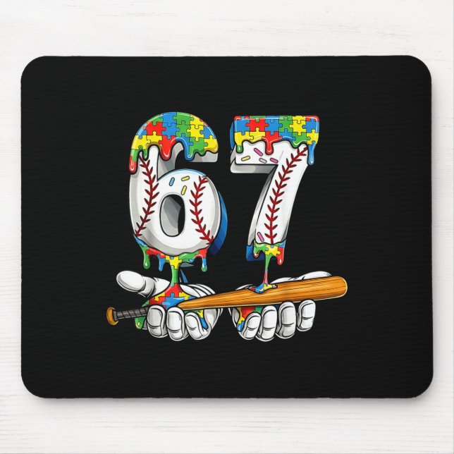 Mousepad Baseball 67 puzzle gotejamento seis sete meme meni (Frente)