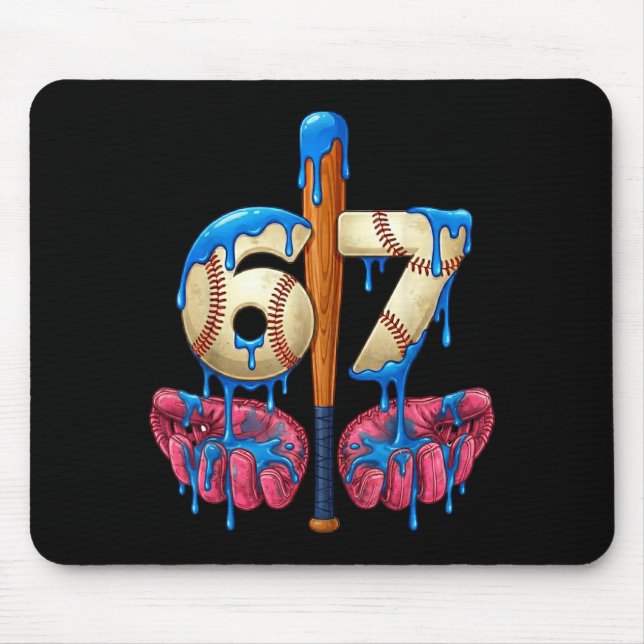 Mousepad Baseball 67 Six Seven Funny Gen Alpha Meme Drip  (Frente)