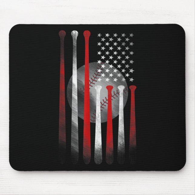 Mousepad Baseball American Flag Vintage (Frente)