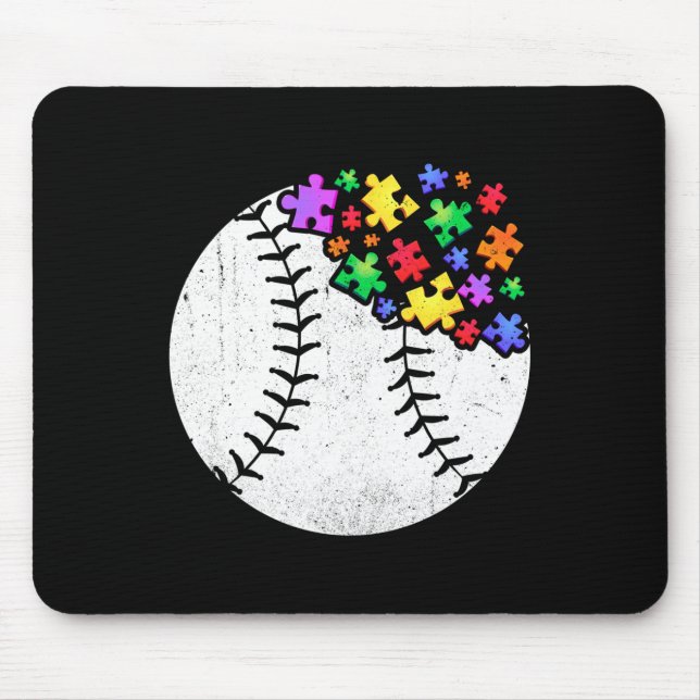 Mousepad Baseball Autismo Quebra-cabeça Homens Mulheres Cri (Frente)