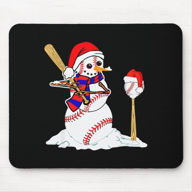 Mousepad Baseball Christmas Snowman Playing Baseball  (Frente)