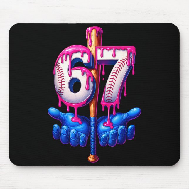 Mousepad Baseball Drip 6 7 Number 67 Six Seven Meme Mens Bo (Frente)