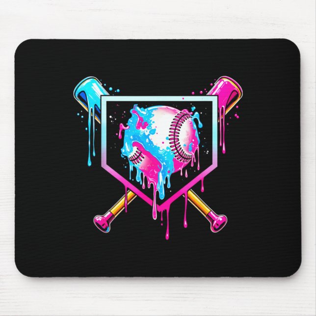 Mousepad Baseball Drip Funny Ice Cream Dripng Matching Fami (Frente)