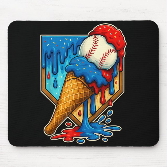 Mousepad Baseball Drip Ice Cream 6 7 Number 67 Six Seven Me (Frente)