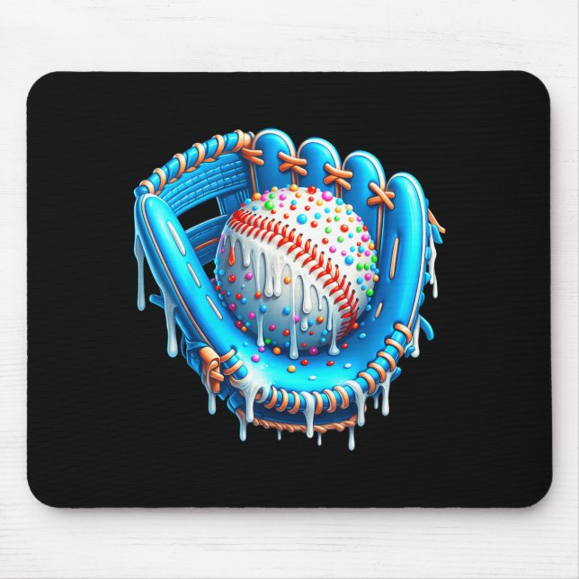 Mousepad Baseball Drip Ice Cream Glove With Sprinkles Ball  (Frente)