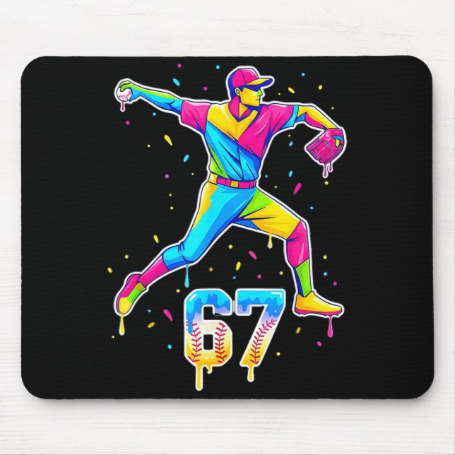 Mousepad Baseball Drip Ice Cream Number 67 Player Or 67th B (Frente)