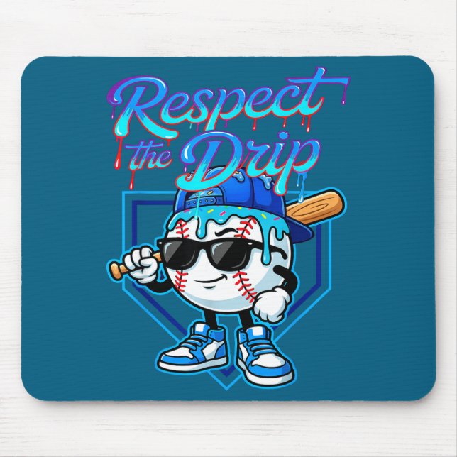Mousepad Baseball Drip Ice Cream Respect The Drip Home Plat (Frente)