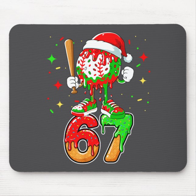 Mousepad Baseball Drip Number 67 Meme Ice Cream Dripng Chri (Frente)