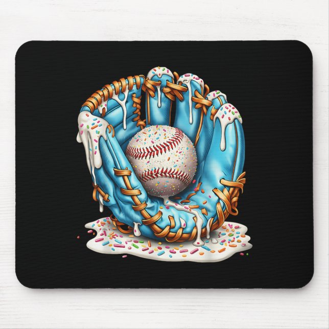 Mousepad Baseball Glove Ice Cream Drip With Sprinkles Men B (Frente)