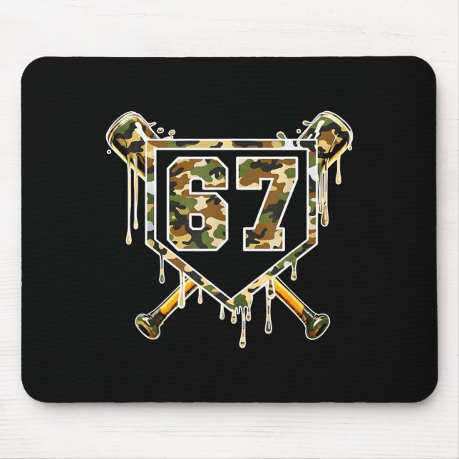Mousepad Baseball Ice Cream Drip 67 Camo Six Seven Funny Me (Frente)