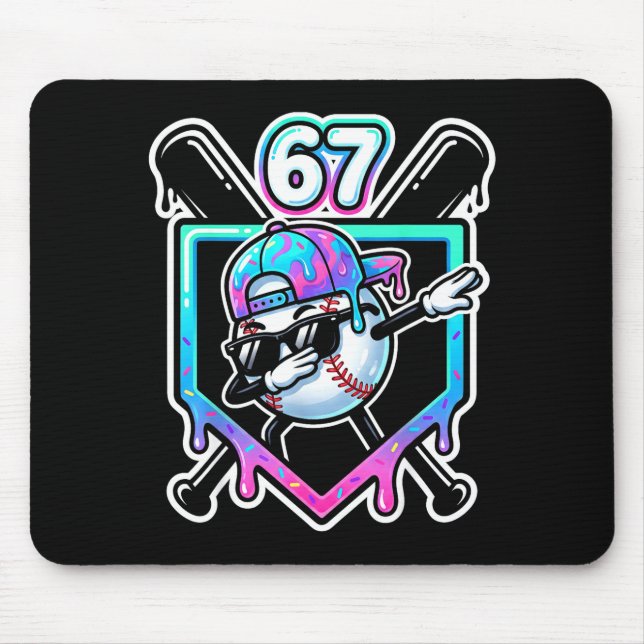 Mousepad Baseball Ice Cream Drip 67 Player Dabbing Six Seve (Frente)