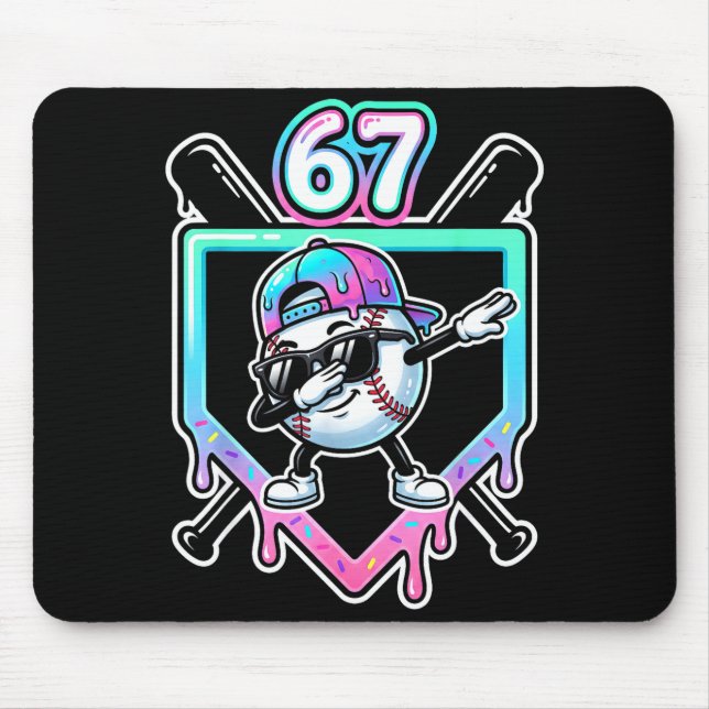 Mousepad Baseball Ice Cream Drip 67 Player Dabbing Six Seve (Frente)