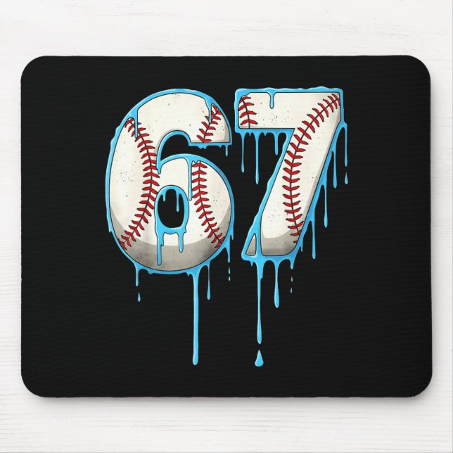 Mousepad Baseball Ice Cream Drip 67 Six Seven Meme Number 6 (Frente)