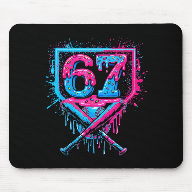 Mousepad Baseball Ice Cream Drip Number 67 Player 67th Birt (Frente)
