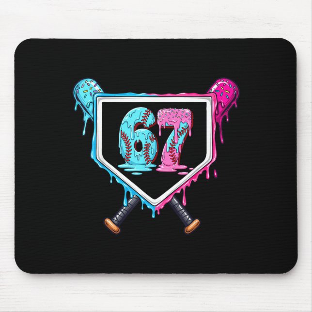 Mousepad Baseball Ice Cream Drip Number 67 Player 67th Birt (Frente)