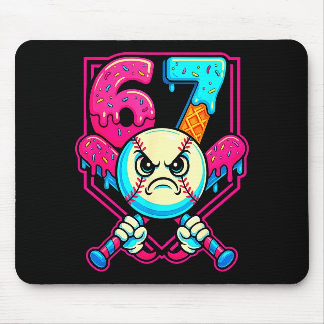 Mousepad Baseball Ice Cream Drip Number 67 Six Seven Meme 6 (Frente)