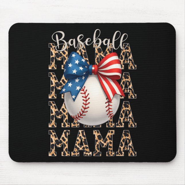 Mousepad Baseball Mama Game Day Baseball Usa 4 De Julho Mo (Frente)