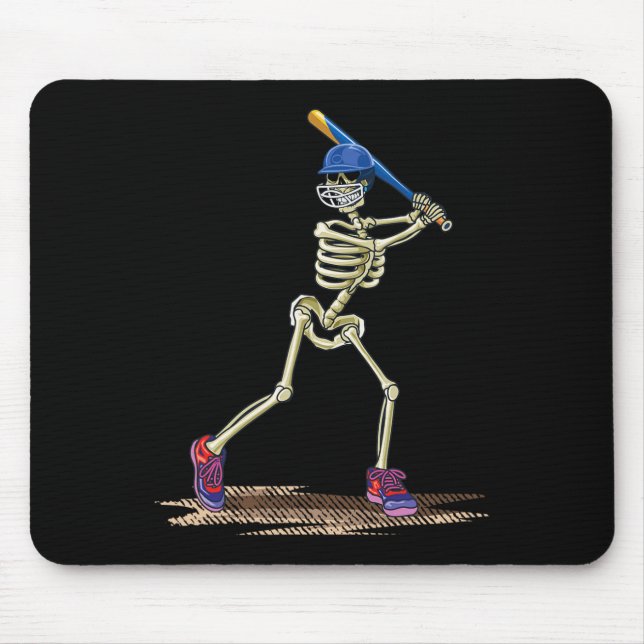 Mousepad Baseball Skeleton Halloween Men Meninos Baseball H (Frente)