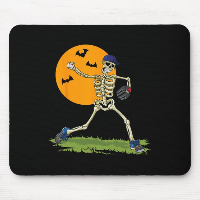 Mousepad Baseball Skeleton Halloween Men Meninos Baseball H (Frente)