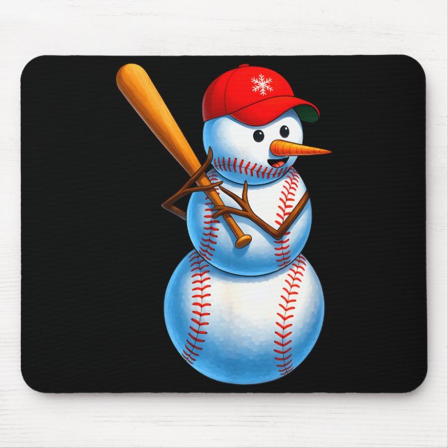 Mousepad Baseball Snowman Merry Christmas Xmas Pajamas Men  (Frente)