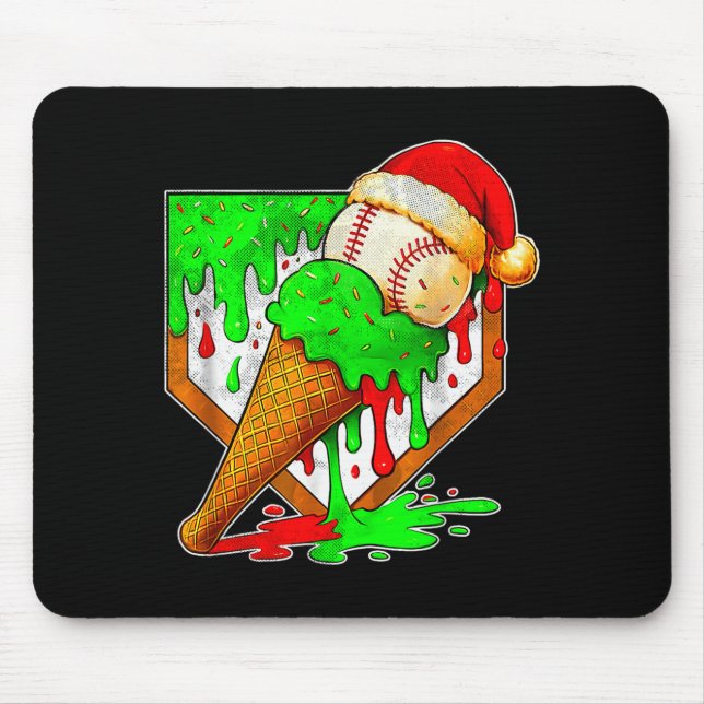 Mousepad Baseball Xmas Natal Baseball Sorvete Gotejamento B (Frente)
