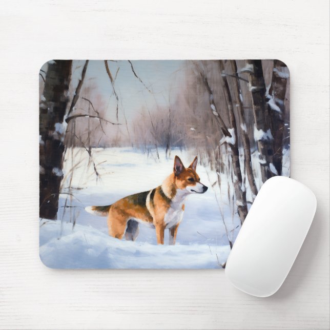 Mousepad Basenji Deixou nevar o Natal (Com mouse)
