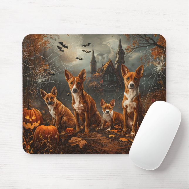 Mousepad Basenji Halloween Night Doggy Delight (Com mouse)
