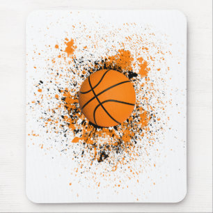 Mousepad Basquete Grunge Pintura Salpico Laranja Preto Lega