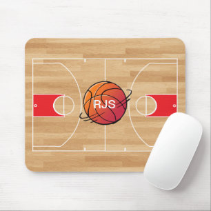 Mousepad Basquete Monograma no campo de basquetebol