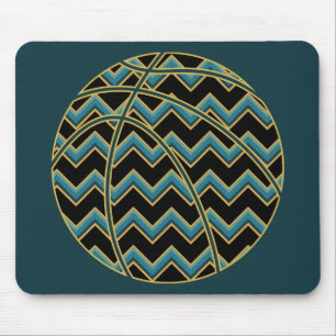 Mousepad Basquetebol de Chevron da cerceta e do ouro