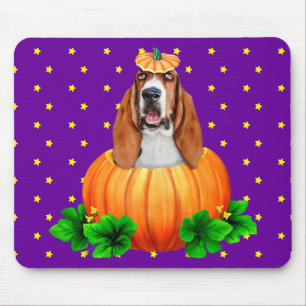Mousepad Basset Halloween Jack-O-Lantern