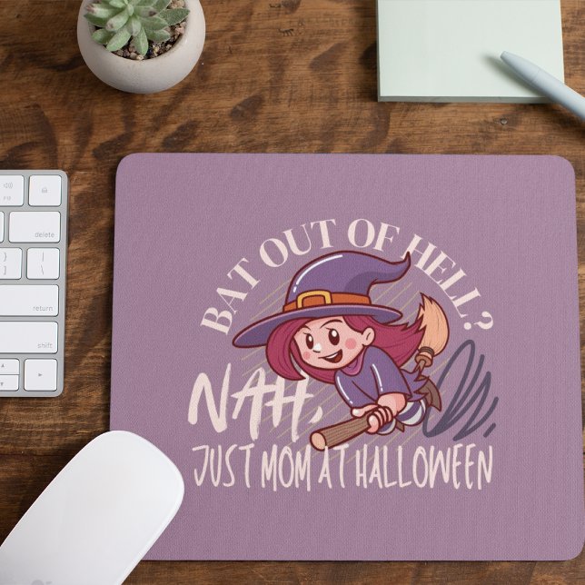 Mousepad Bat Out of Hell? Não, só a mãe no Halloween (Bat Out of Hell? Nah, Just Mom at Halloween Mousepad Cover from The Beekeeper Store)