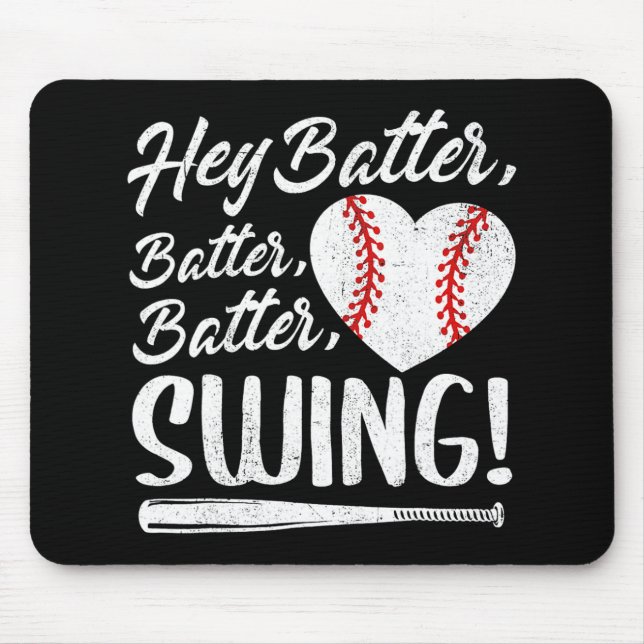 Mousepad Batedor Swing Baseball Coração Mãe Mulher Fofa (Frente)