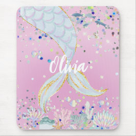 Mousepad Bateria De Sereia Com Glitter Whimsical Sob O Mar