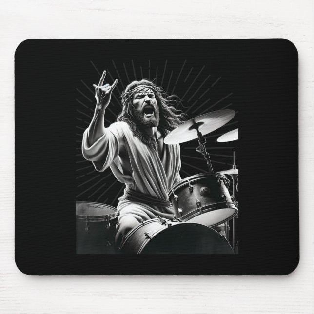 Mousepad Baterista Rock Jesus Bateria  (Frente)